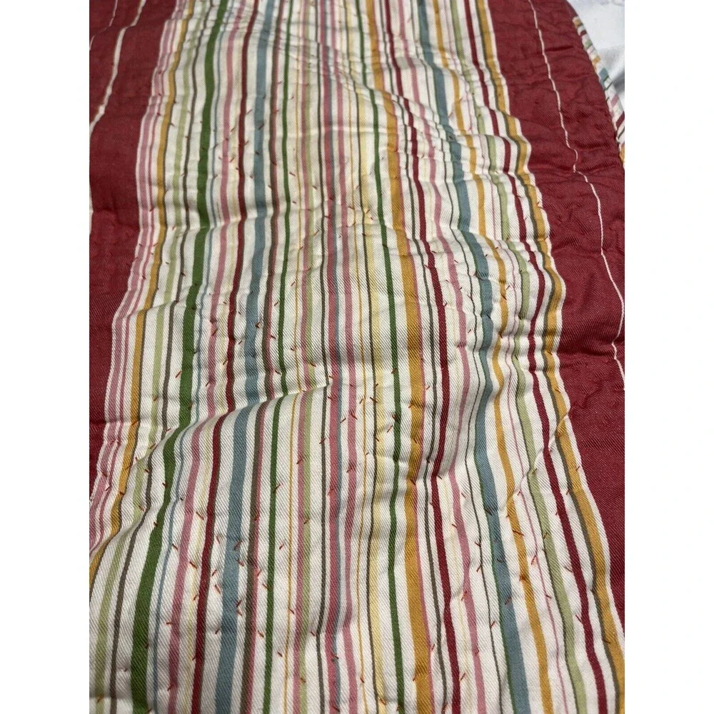 Pottery Barn Orange Red Green Striped Standard Sham